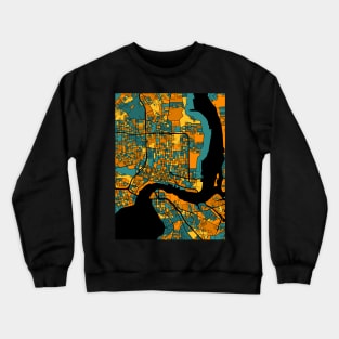 Jacksonville Map Pattern in Orange & Teal Crewneck Sweatshirt